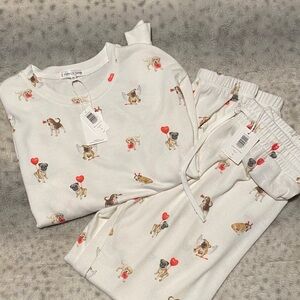 Z Supply White Pajama Set with Adorable Dog Print
